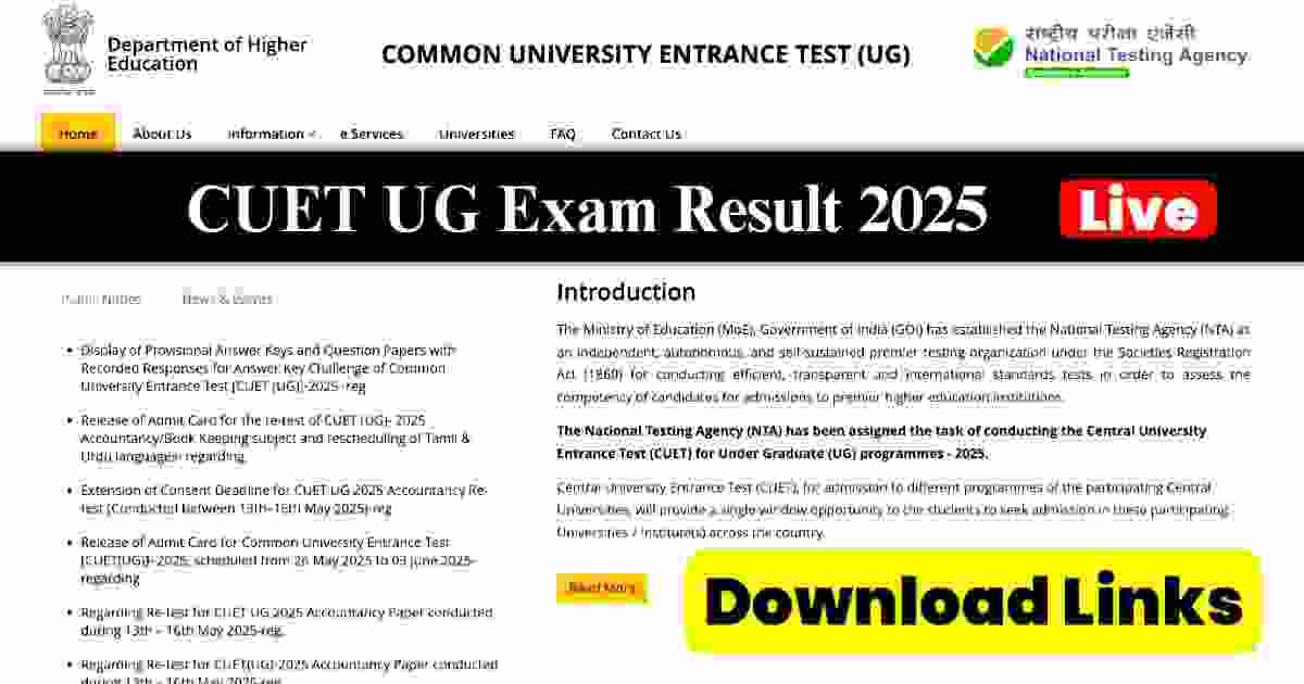 NTA CUET UG 2025 Result
