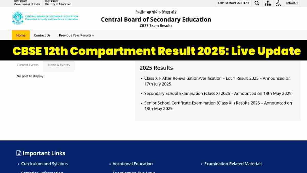 CBSE 12th Compartment Result 2025