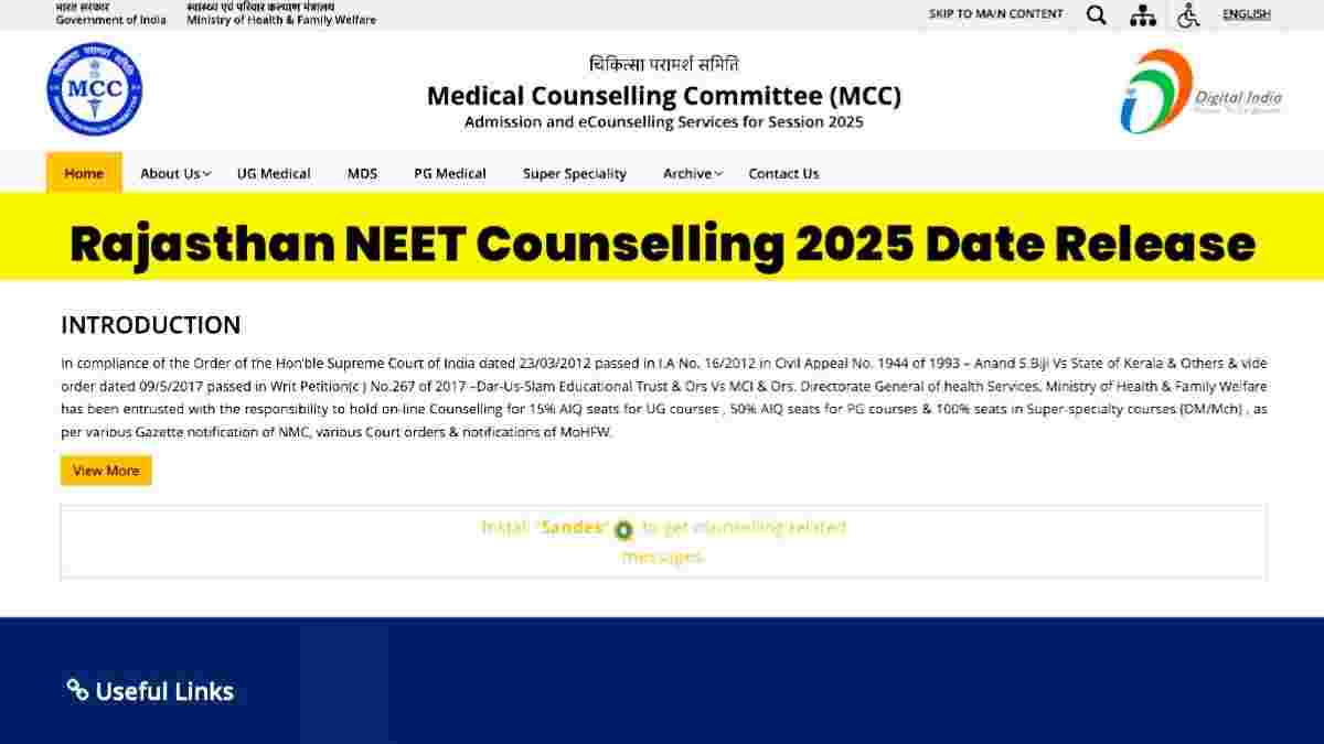 Rajasthan NEET UG 2025 Counselling