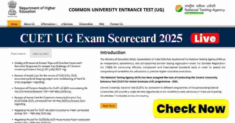 CUET UG 2025 Scorecard